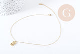 Collier médaille rectangle lune et étoiles acier 304 inoxydable doré 40cm, x1 (G9216)