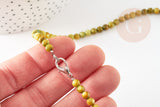 Collier nacre naturelle teinté fer argenté doré 42cm, x1 (G10536)
