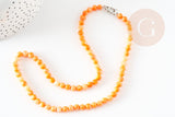 Collier nacre naturelle teinté fer argenté doré 42cm, x1 (G10536)