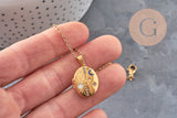 Collier pendentif locket lune & étoiles personnalisable acier 304 inoxydable doré, x1 (G11076)