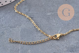 Collier pendentif rond rotatif personnalisable acier 304 inoxydable doré, x1 (G10928)