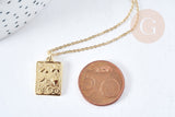 Collier rectangle symbole porte bonheur acier inoxydable 304- 45cm,collier minismaliste femme, x1 (G8802)