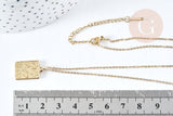 Collier rectangle symbole porte bonheur acier inoxydable 304- 45cm,collier minismaliste femme, x1 (G8802)