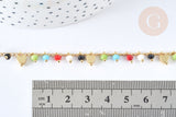 Collier Collier réglable perles de verre facettées cœurs laiton doré 38cm, bijoux fantaisie DIY, x1, G7396