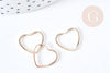Connecteur Cœur laiton doré18K 13mm, création de bijoux amour, x5 G8868