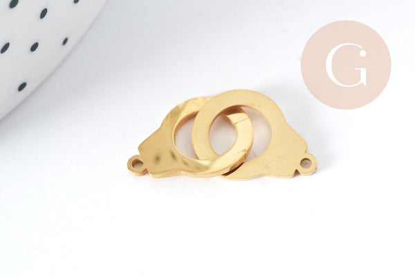 Connecteur Menottes acier 201 inoxydable doré 27mm, x1 (G8994)