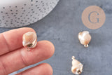 Connecteur Pendentif grosse perle nacre naturelle beige 26-30mm, x1 (G4628)