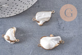 Connecteur Pendentif grosse perle naturelle Keshi,perle de culture, perle naturelle blanche,26mm, x1 (G5144)