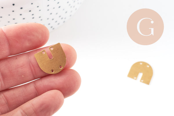 Connecteur U laiton brut, connecteurs, laiton brut, pendentif géométriques création bijoux 17x15.5mm, x5 (G3127)