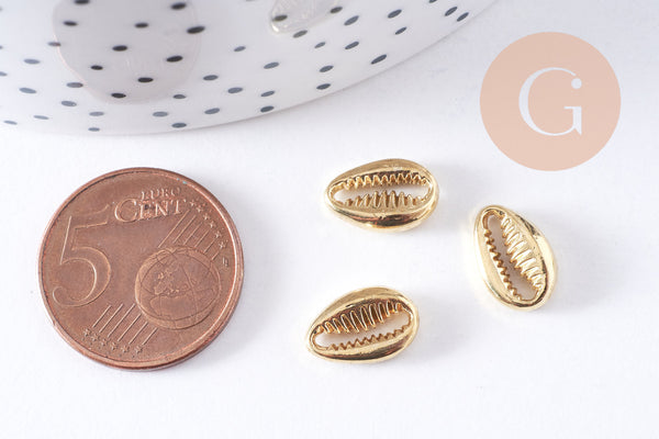 Connecteur cauri zamac doré 14K 12mm, x1 (G8081)