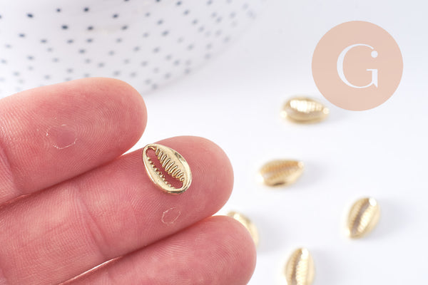 Connecteur cauri zamac doré 14K 12mm, x1 (G8081)