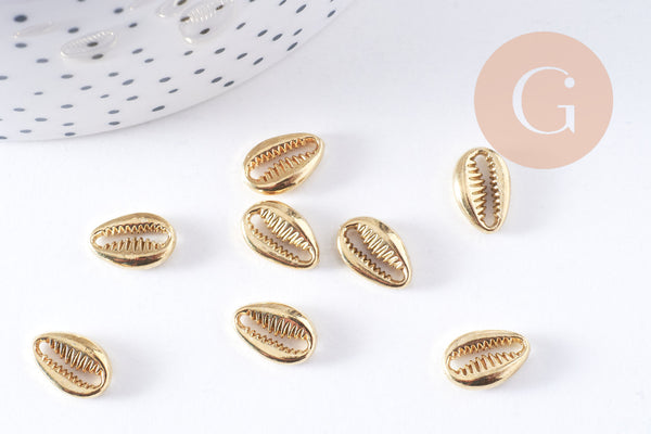 Connecteur cauri zamac doré 14K 12mm, x1 (G8081)