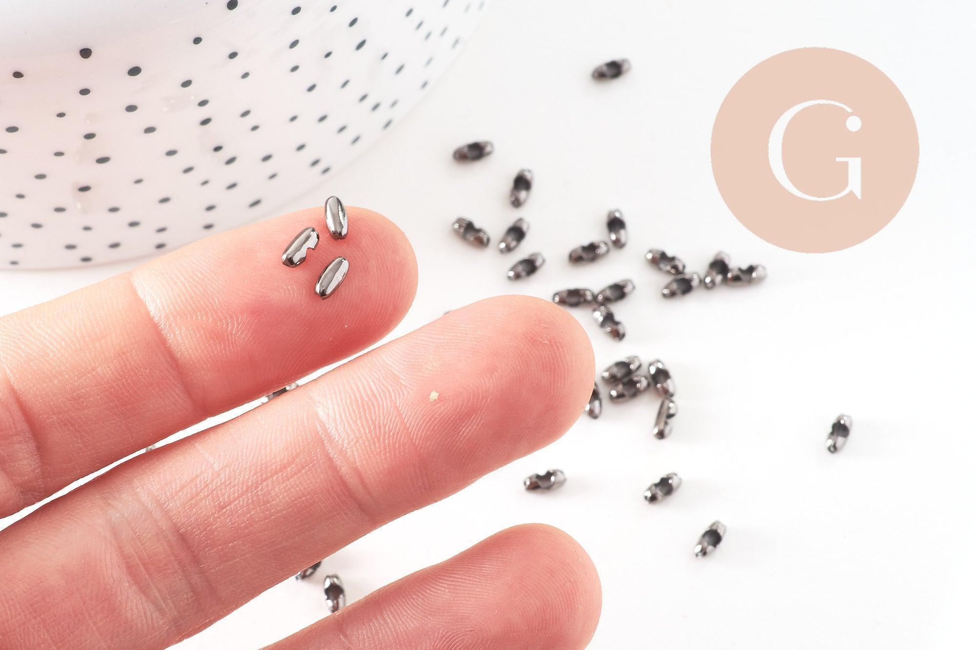 Connecteur chaîne à billes laiton gunmetal 6x5mm, x50 (G10898)