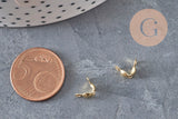 Deux connecteurs chaîne boule en acier doré de 7.5mm, à côté d'une pièce de 5 centimes.