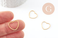 Breloque connecteur coeur acier 201 inoxydable doré 20mm, x1 (G9504)
