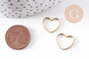 Connecteur coeur laiton brut 14mm, pendentif d'amour pour création bijoux, x10 (G10146)