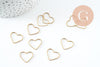 Connecteur coeur laiton brut 16mm, pendentif géométrique création bijoux, x10 (G2757)