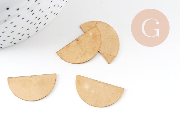 Connecteur demi-cercle laiton brut 1 trou, connecteurs, pendentif géométriques 30x15.5mm, x5 G3126