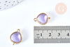 Connecteur goutte cristal verre jade laiton doré 19mm, pendentif imitation jade goutte fabrication bijoux en verre Lilas, x1 G6970