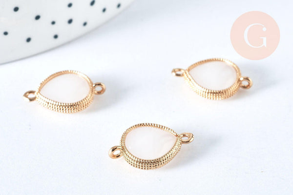 Connecteur goutte cristal verre laiton doré 19mm, x1 (G6972)