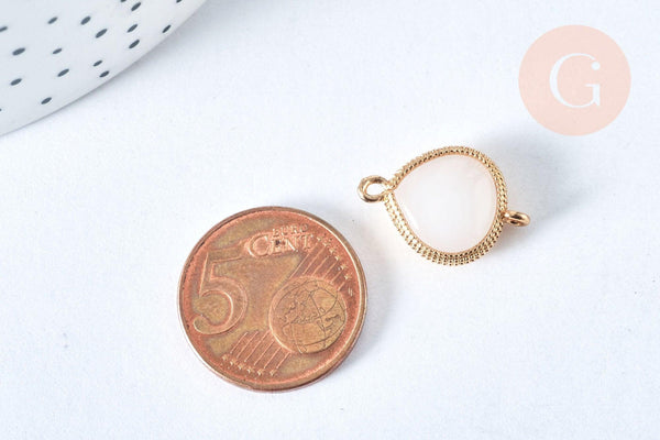 Connecteur goutte cristal verre laiton doré 19mm, x1 (G6972)