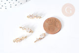 Connecteur goutte et rond laiton doré zircons 17mm, pendentif cristal création bijoux, x1 (G8075)