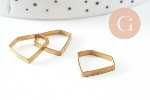 Connecteur hexagone laiton brut 15mm, pendentif géométrique création bijoux, x10 (G2761)