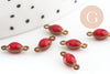 Connecteur ovale laiton brut émail rouge 10.5mm, x10 G3353