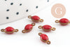 Connecteur ovale laiton brut émail rouge 10.5mm, x10 G3353