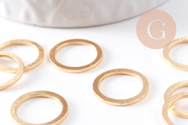 Connecteur rond laiton doré brossé 18K 15mm, x2 (G10382)