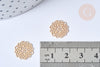 Connecteur rosace fleur laiton doré gravé 13,5mm, connecteur pour création pendentif romantique,x2 (G7788)