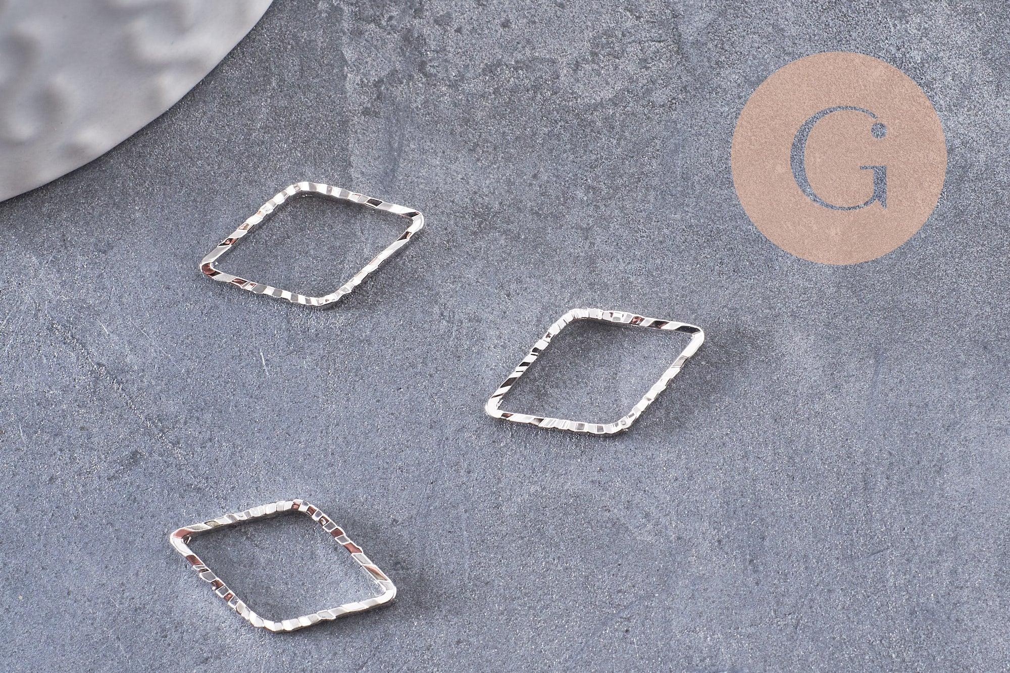 Connecteurs losange laiton doré blanc, pendentif géométriques,laiton doré,16mm, x5 (G2745)
