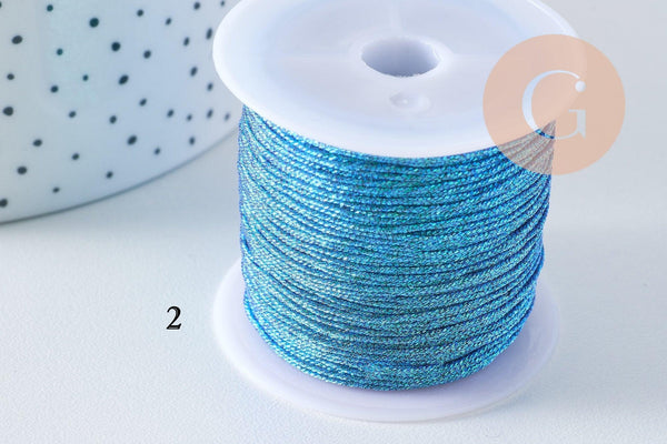 Metallic Blue Cord 4 shades polyester 0.8mm, metallic cord for jewelry, x1 meter (G10505)