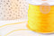 Cordon Jaune doré tressé polyester 0.6mm, x1 mètre (G10664)