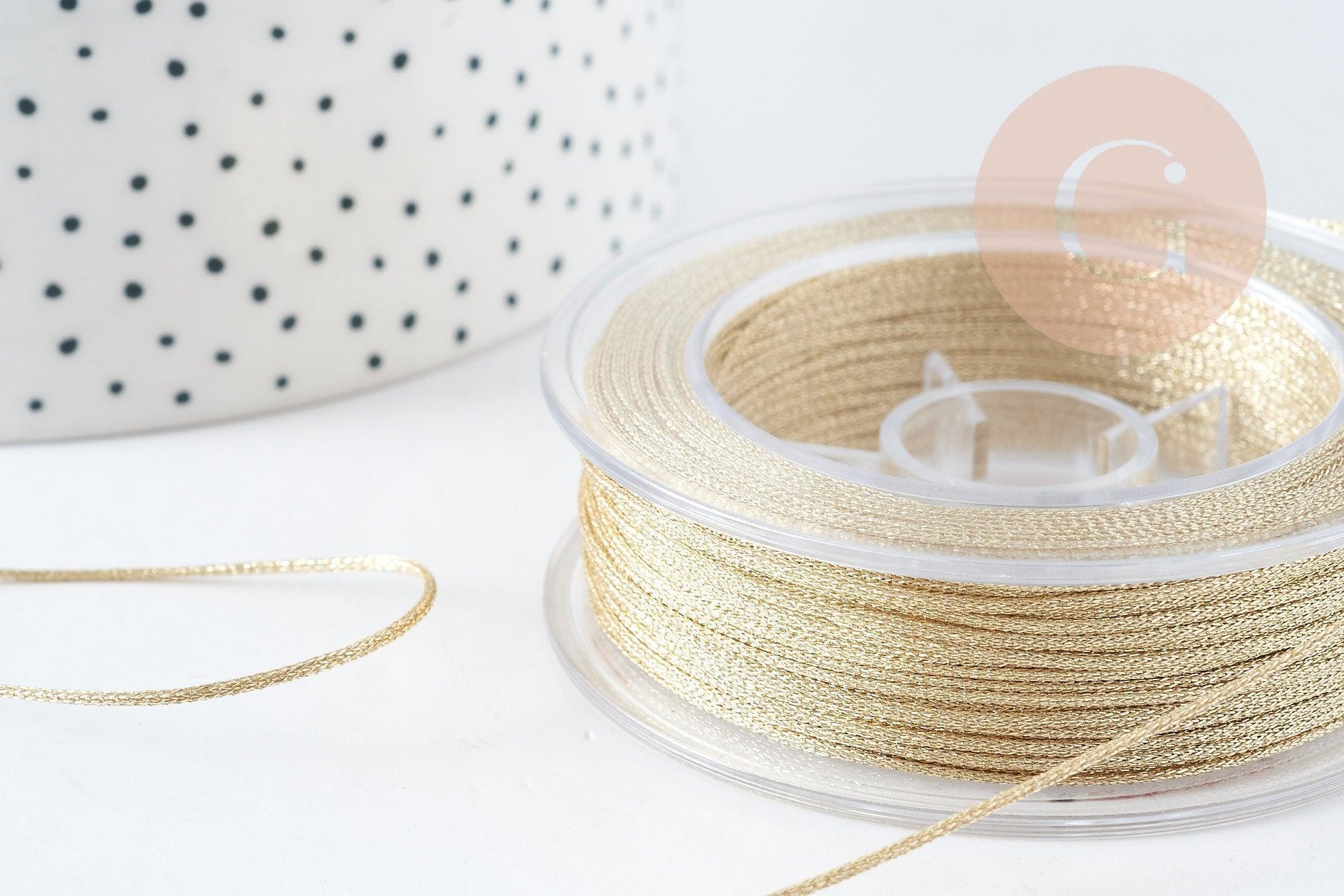 Cordon Métallique doré clair polyester 1mm, x1 mètre (G9094)