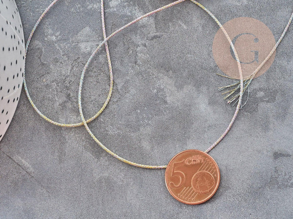 Cordon Métallique tressé polyester 1mm, cordon métallisé pour bijoux, x1mètre G9036