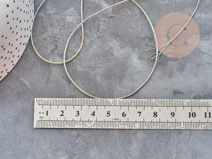 Cordon Métallique tressé polyester 1mm, cordon métallisé pour bijoux, x1mètre (G9036)