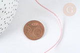 Cordon Métallisé rose clair polyester 1mm, cordon pour bijoux, x1 mètre (G7474)