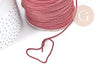 Cordon Polyester métal rigide rouge métalisé 2mm,création pour scrapbooking, x 1M G8998