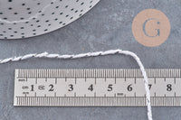 Cordon blanc argent ruban 1-1.55mm, x1 bobine de 100 mètres (G3765)