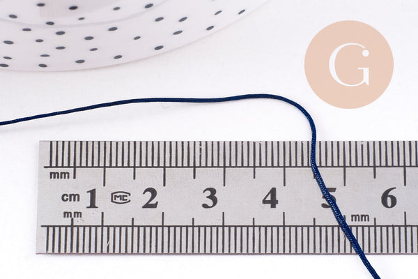 Cordon bleu marine tressé polyester 0.6mm, x1 mètre (G10668)