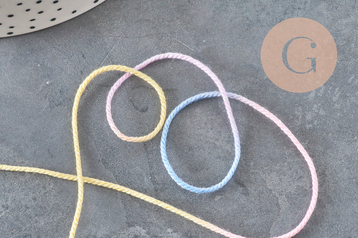 Cordon coton multicolore pastel 1mm, x5 mètre (G11330)