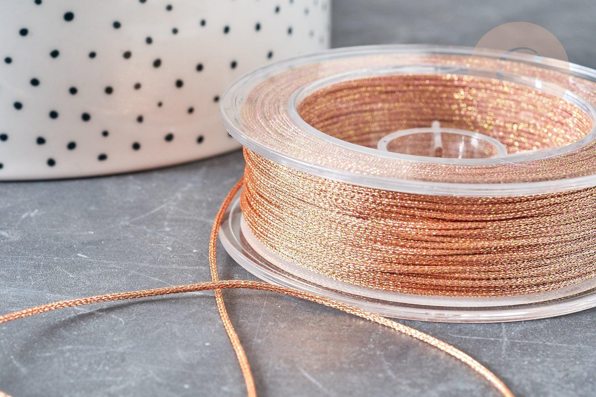 Cordon cuivre métalisé tressé cuivre polyester 1mm, x1 mètre (G8171)