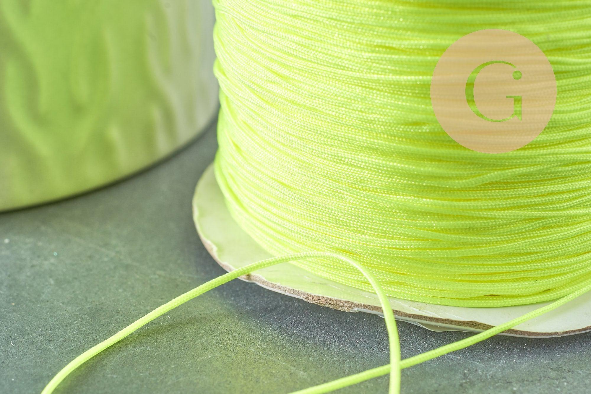 Cordon fil de jade jaune fluorescent polyester 0.6mm, x1 mètre (G9518)