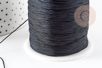 Cordon fil de jade noir polyester 0.5mm, cordon pour création de bijoux x1 mètre G9363