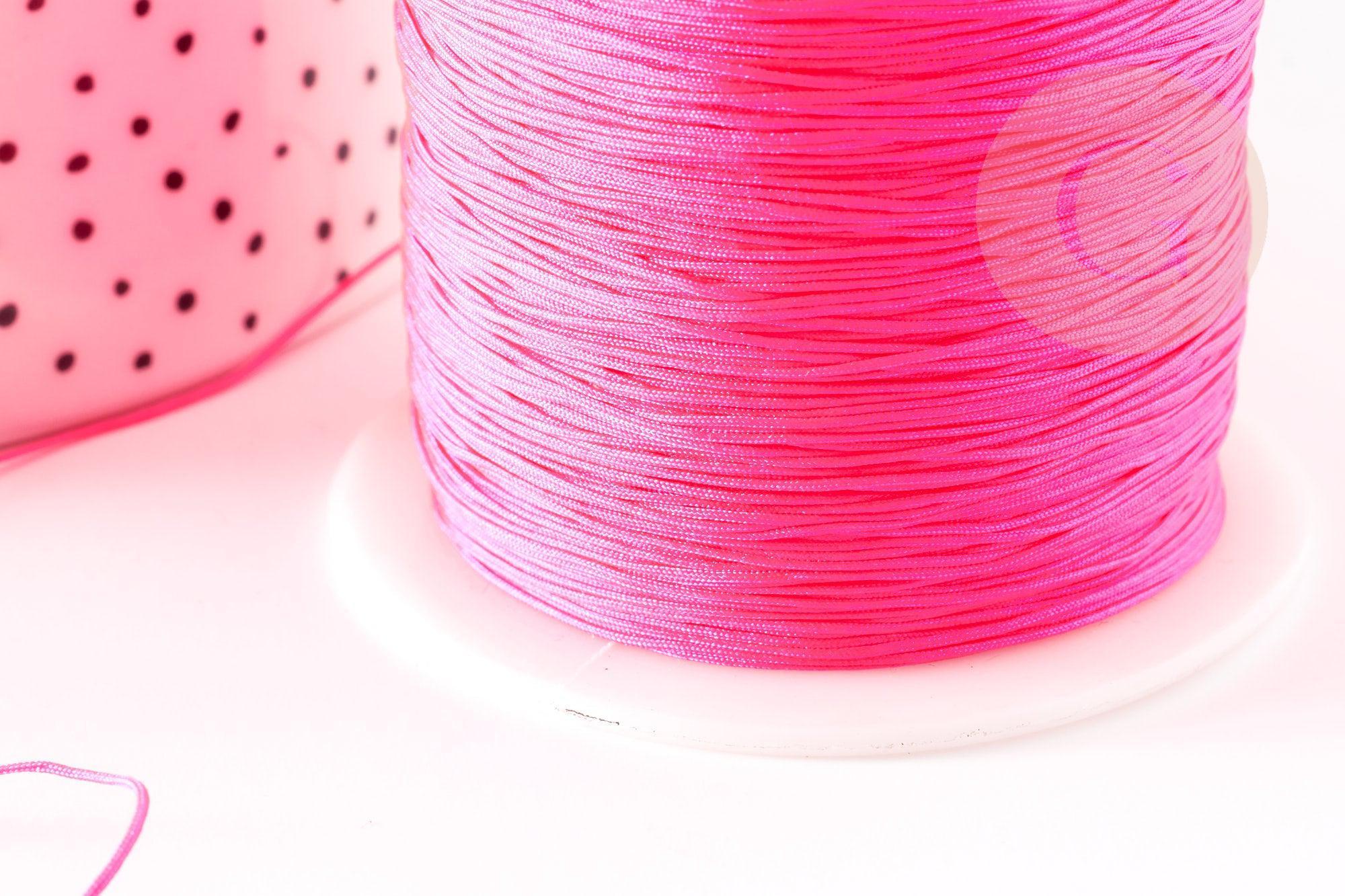 Cordon fil de jade rose fluorescent polyester 0.5mm, cordon pour création de bijoux x1 mètre G9337