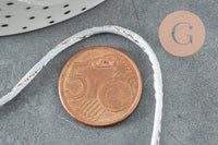 Cordon gris clair or, fabrication bijoux bijoux,ruban mariage,scrapbooking, largeur 1.5mm, x1 mètre G5081