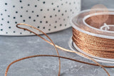 Cordon marron Métallisé tressé polyester 1mm, cordon métallisé pour bijoux , x1 mètre (G8173)