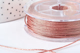 Cordon métallisé tressé vieux rose polyester, x1 mètre (G7473)
