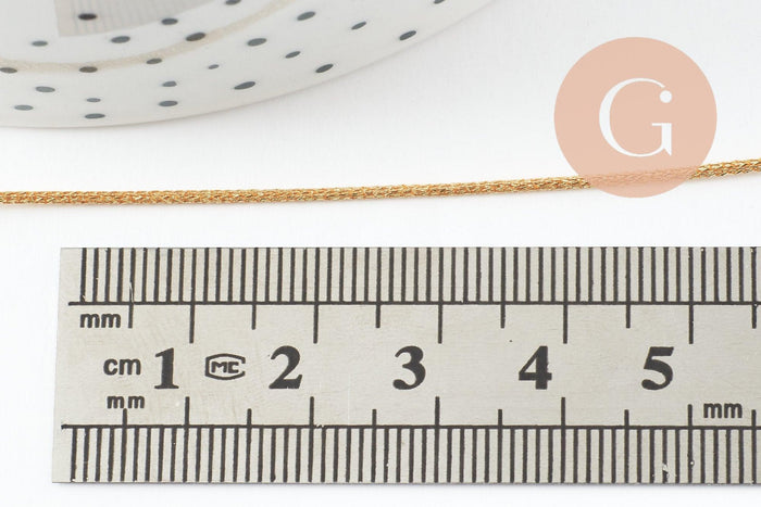 Cordon or clair pailleté 1mm, x1 mètre (G5664)
